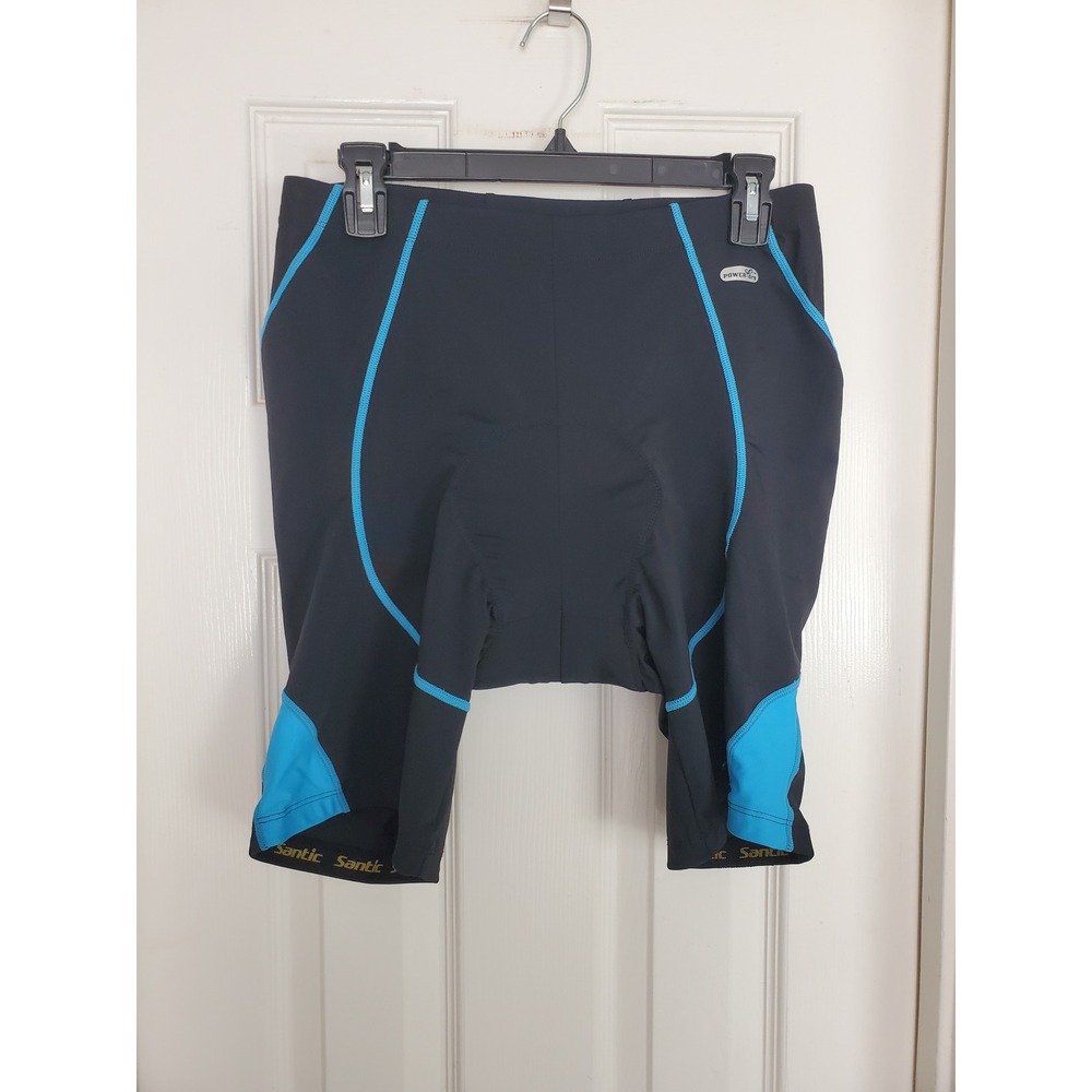 Santic Genting Cycling Shorts Black Blue Padded Power-Dry Bike Gear XL